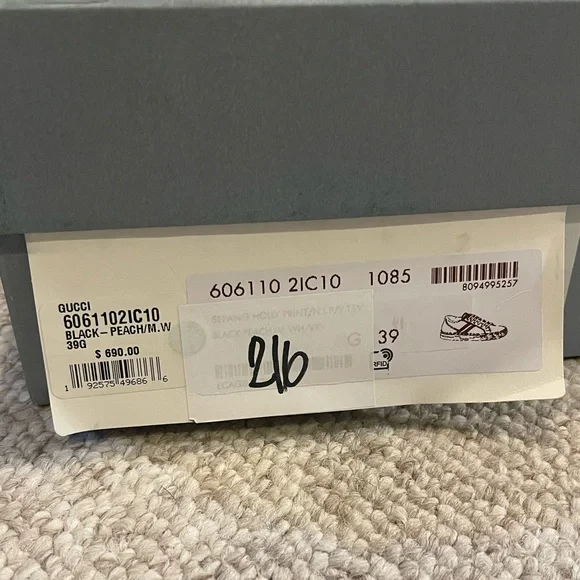 Authentic Gucci 1977 black/peach floral sneakers womens sz 39 - Picture 5 of 15